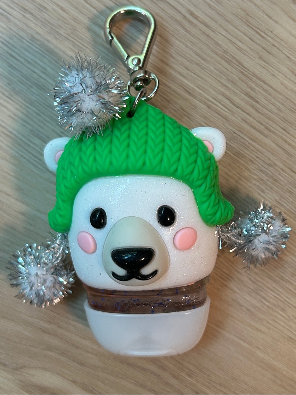 Bath & Body Works Polar Bear with Tinsel Pompoms PocketBac Holder keychain